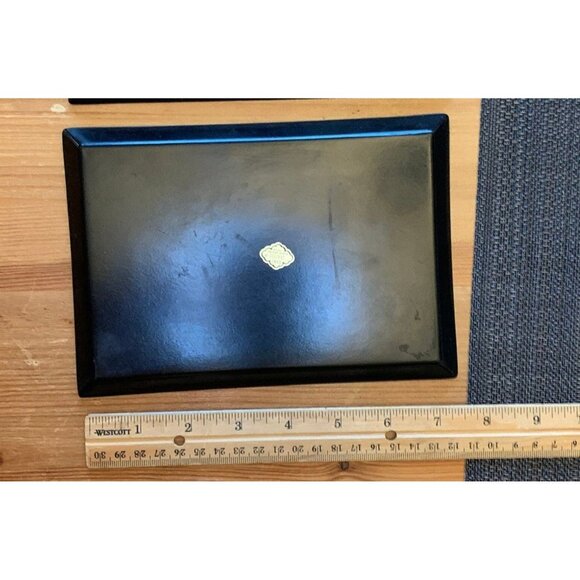 Vintage Otagiri Black Lacquer Golden Mist Hors d’oeuvres Trays Mid Century Moder - Picture 3 of 3